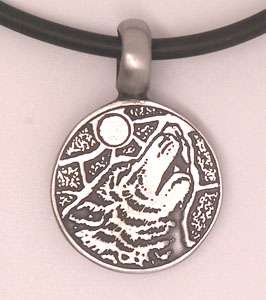Pewter pendant of Wolf howling to the moon. Come as Choices of Key 