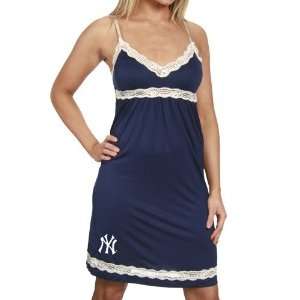   Ladies Navy Blue Super Soft Lace Trim Nightgown: Sports & Outdoors