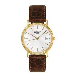   Brown Leather Quartz Watch with Gold Dial: Tissot: Health & Personal