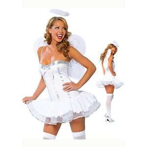  Pure white silky satin silhouette fairy angel costume dress 
