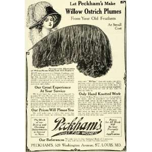 1911 Ad Peckhams Willow Ostrich Feathers Plumes Hats 