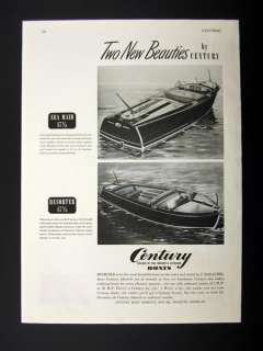 Century Boat Co Sea Maid & Resorter 17 1/2 Boats 1947 print Ad 