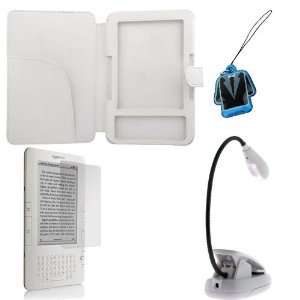 GTMax White Leather Case + Clear LCD Screen Protector + LED Clip On 