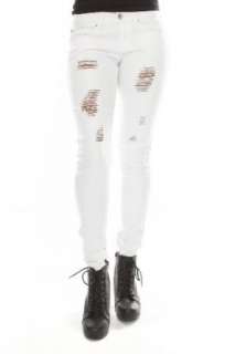  LOVEsick Destroyed White Skinny Jeans Clothing