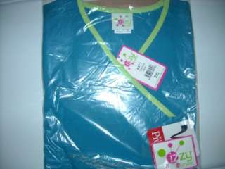 NWT PEACHES IZZY 4472 CROSSOVER TURQUOISE BLUE LIME TRIM 28 INCH SCRUB 