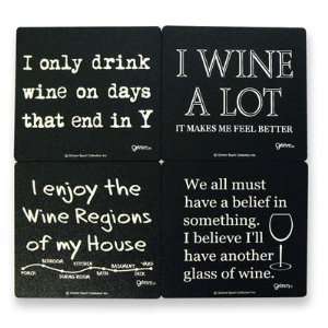  WINE QUOTED COASTERS SET OF 4: Kitchen & Dining