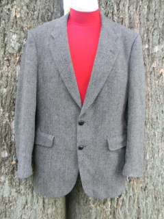 Cahill & Swaim ~ Halston ~ Gray Herringbone Tweed Sports Coat ~ Size 