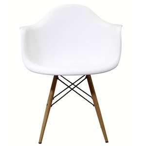  Wood Pyramid Arm Chair in White 