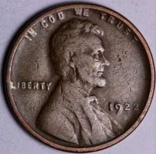 1922 NO D Type 1 Lincoln Wheat Cent Penny FREE P/H  