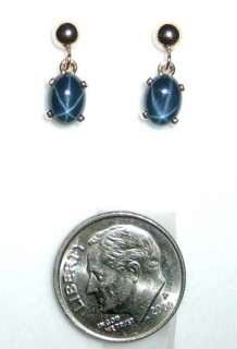 7ct Blue STAR Sapphire Stud Dangle 14K Earrings CERT  