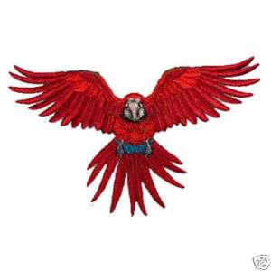 Flying Green Wing Macaw Parrot Bird Iron on Patch  