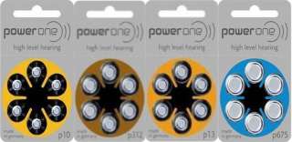 60 Power One Hearing Aid Batteries SIZE 10,13, 312, 675  