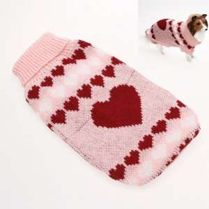  Turtleneck Dog Sweater Clothes w/ Heart Patterns   Size S 