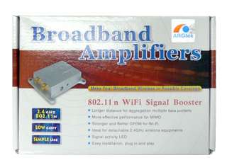 Wireless N WiFi Booster Amplifier w/ Dual Antenna 27dBm  