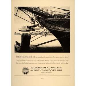  1937 Ad Commercial National Bank Trust NY Clipper Ship 