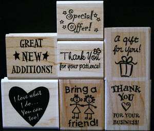 STAMPIN UP SET OF 7, BUSINESS MEMOS, LN, RUBBER STAMPS  