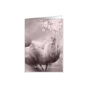  Wedding invitation, white tulips vintage design Card 