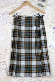 Vintage 70s Laird Portch Scotland Skirt Long Kilt Pins Leather 100% 