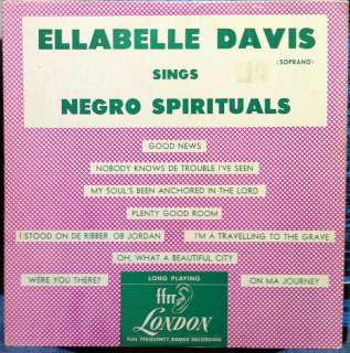 ELLABELLE DAVIS sings negro spirituals 10 Rare VG LPS.183 1st Press 