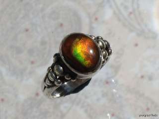 VINTAGE 925 STERLING SILVER & BRIGHT AMERICAN ARIZONA FIRE AGATE RING 