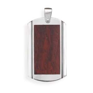  Stainless Steel Wood Inlay Pendant West Coast Jewelry 