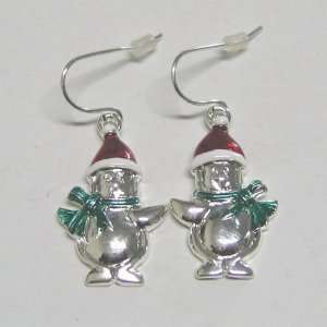    White Gold Plating Base Metal Christmas Snowman Earring: Jewelry