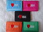   Ladies Unisex Sport Nylon Trifold Wallet Purse I Love Jesus Message