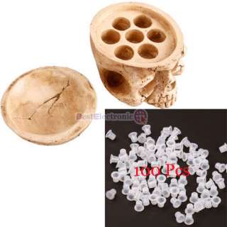   Tattoo 7 Ink Caps Cups Holder Holds + 100Pcs Ink Cups White #9  