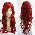 240 Long Wavy Cosplay Costume Party wig dark red 80cm