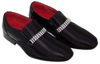 Mens Black Shoe Diamonte Buckle All Sizes 40 41 42 43 44 45 46  