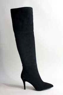 Tahari ALI Tall OTK Black Suede Leather Boots Heel 8, 9  