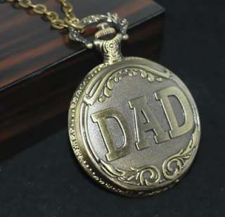 LUXURY ANTIQUE I LOVE YOU DAD NECKLACE WATCH GIFT #227  