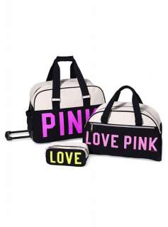Victorias Secret PINK Lot 3 Piece Summer Luggage Set TOTE Duffle Bag 