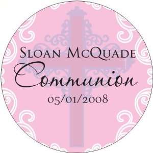 Baby Keepsake: Pink Floral Pattern with Cross Design Personalized 
