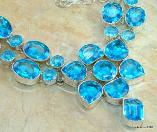 Huge Gushing Waterfall Blue Topaz Sterling Silver necklace