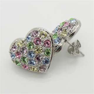 New Fashion Sterling 925 Silver Plated Heart Stud Earrings With 