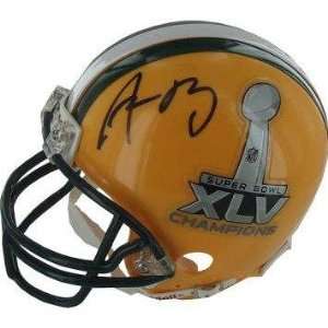 Aaron Rodgers signed Green Bay Packers SB XLV Logo Champs Mini Helmet 