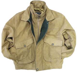 Mens Basic Genuine Suede Nubuck Leather Bomber Jacket, S ~3X , Tan 