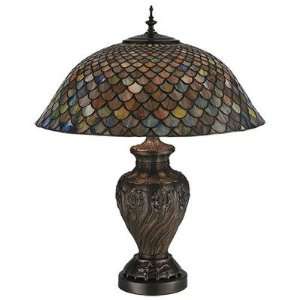 Meyda Tiffany 118588 Three Light Table Lamp, Mahogany Bronze Finish 