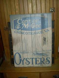 Conner & McGee Chincoteague Virginia Oyster Wood Sign  