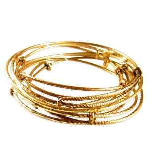 Alex and Ani  Russian Gold Set of 7 Expandable Wire Bangles Thick 