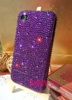 Handmade Bling Swarovski Crystal Case Cover For iPhone 4 4G 4S Purple 