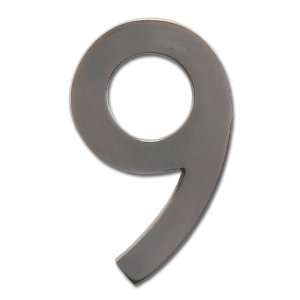   Solid Cast Brass 5 Inch Floating House Number 9, Dark Aged Copper