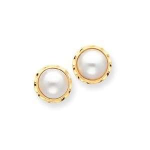  14k Gold 10 11mm Mabe Cultured Pearl Earrings Jewelry