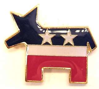What a great pin Features the Democratic Party Symbol in Red White 