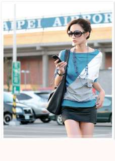   Spring Clothes Mixed colors 1/2 Sleeve T Shirt #A003 Blue  