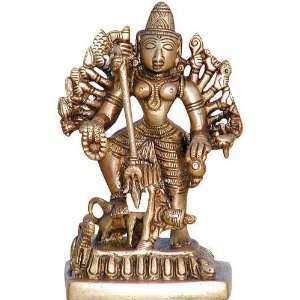  Hindu Goddess Durga Brass Sculpture