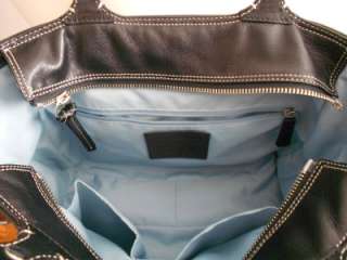 AUTHENTIC COACH BLACK LEATHER GALLERY TOTE purse bag handbag #15147 