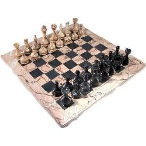   Black and Marina Marble Chess Set with Marina Border Toys & Games