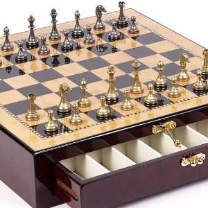   From Italy & Tribeca Wooden Chess Board with Storage: Toys & Games